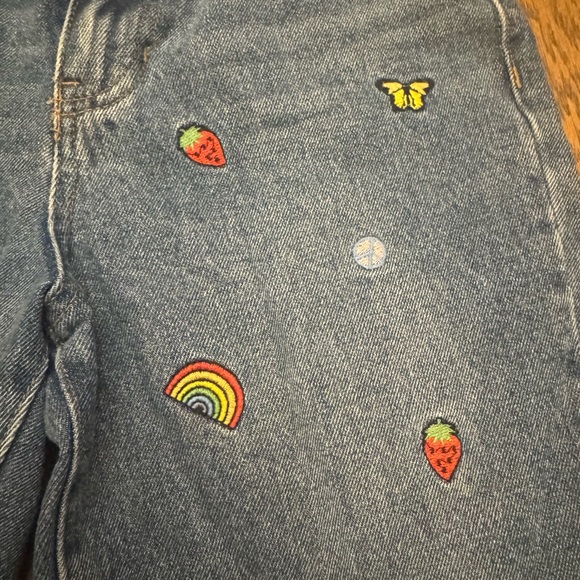 BP Straight Leg Jeans‎ Blue Playful Embroidery butterfly rainbow 90s Y2K Grunge - Picture 2 of 9
